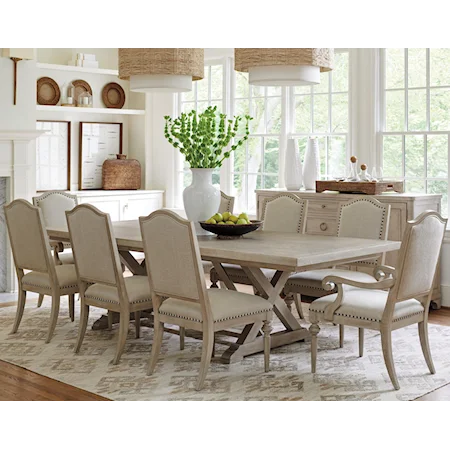 9-Piece Dining Set with Rockpoint Table and Aidan Linen Chairs